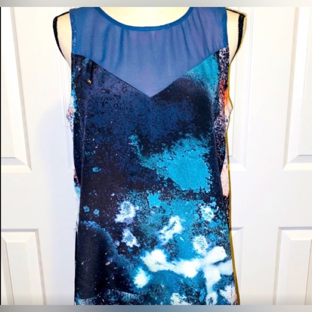 Beautiful Sleeveless Dressy Silk Contrast Top
